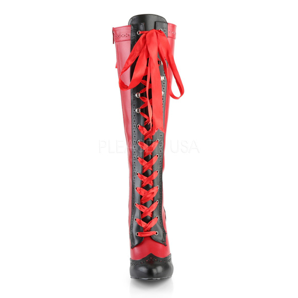 Steampunk Burlesque Lace Up Knee High Heel Boots - Picture 2 of 5